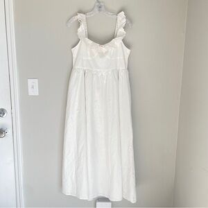 Cider White Eyelet Lace Ruffle Strap babydoll Midi Dress Cottagecore Large